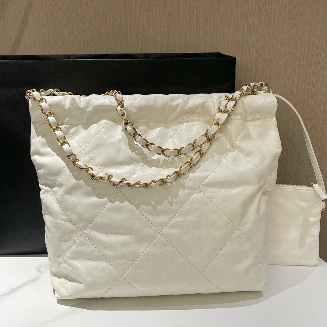 Chanel  Bag Small White Quilted Leather Chain Strap Shoulder Bag