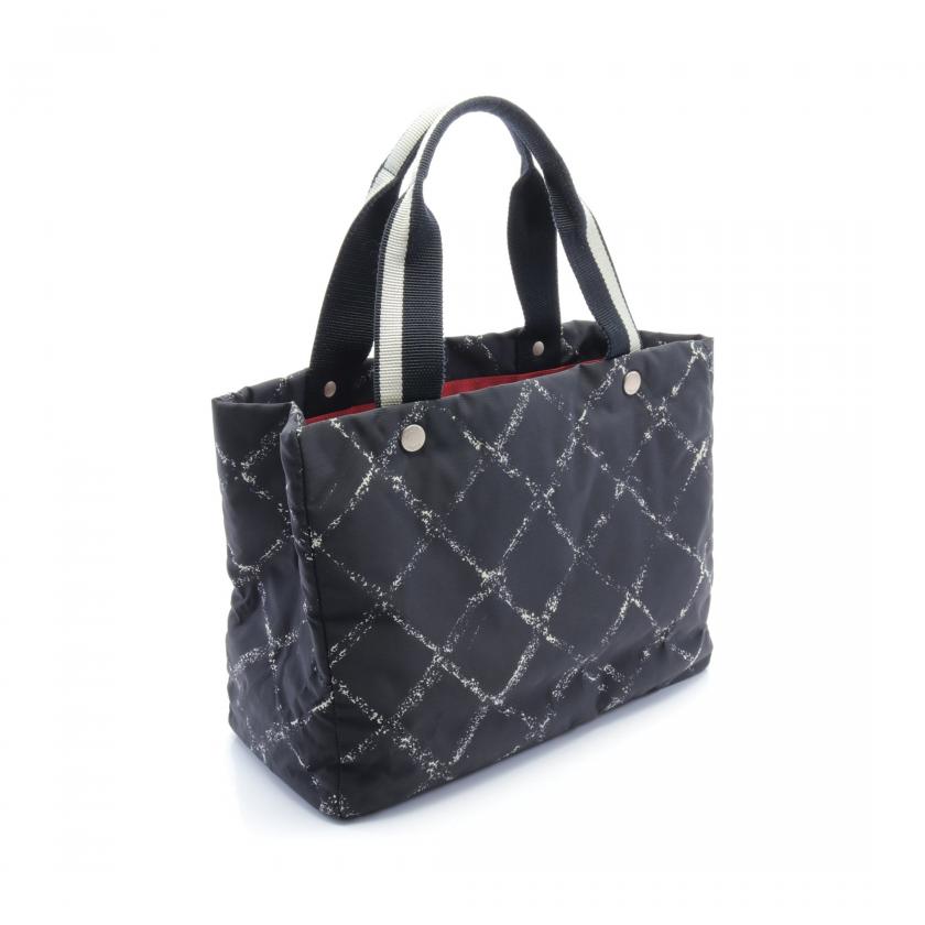 Chanel Old Travel Line Black Nylon Tote Bag