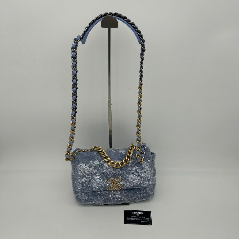 Chanel Canvas ways Bag Blue Flap Small