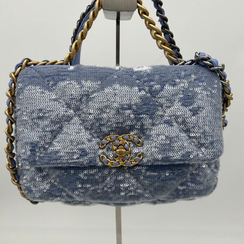 Chanel Canvas ways Bag Blue Flap Small