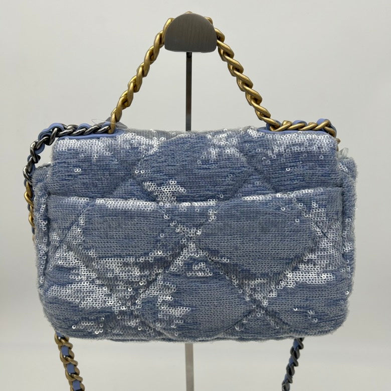Chanel Canvas ways Bag Blue Flap Small