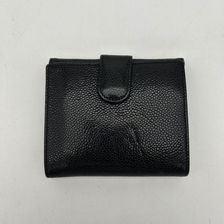 Chanel Black Leather Clutch Wristlet Small Classic Flap Accessory
