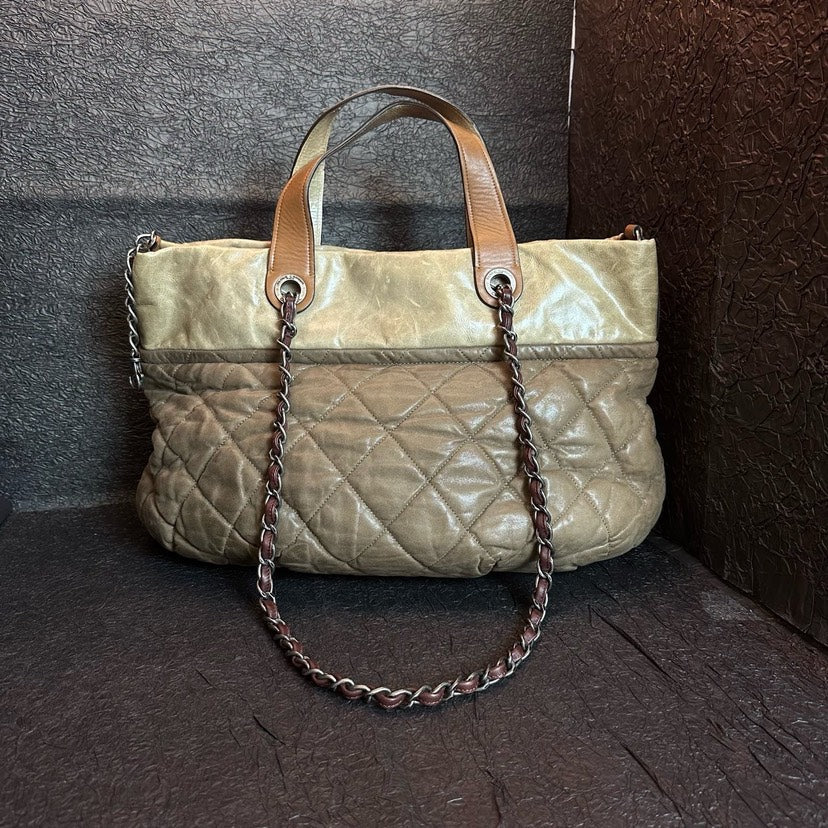 Chanel Patchwork Leather Pumpkin Bag Beige cm