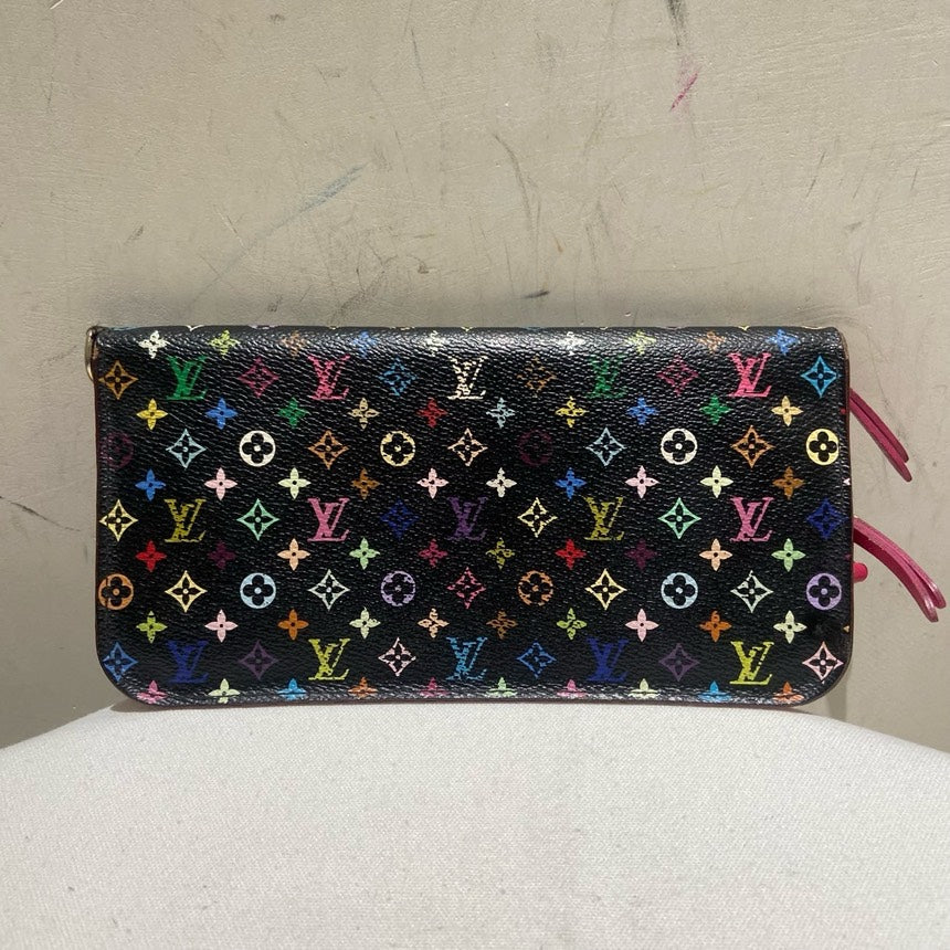 Louis Vuitton Takashi Murakami Multicolor Monogram Zippy Wallet Black