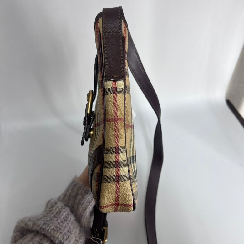Burberry Luxury Check Crossbody Bag Leather Beige
