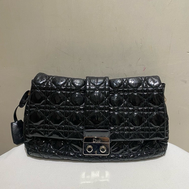 Dior Dior Handbag Black Patent Leather Quilted Medium