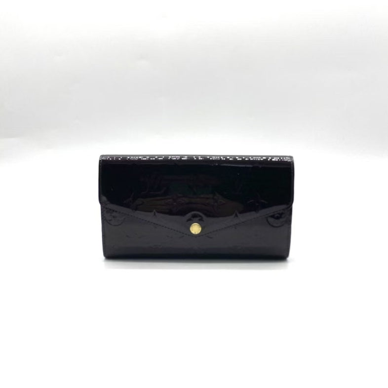 Louis Vuitton Patent Leather Wallet Black Medium