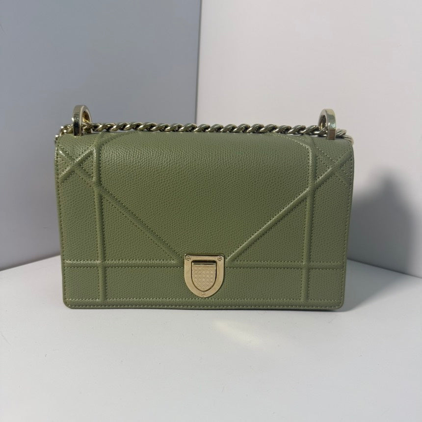 Dior Handbag ama Bag 21.5x13x8cm Leather Green Chain