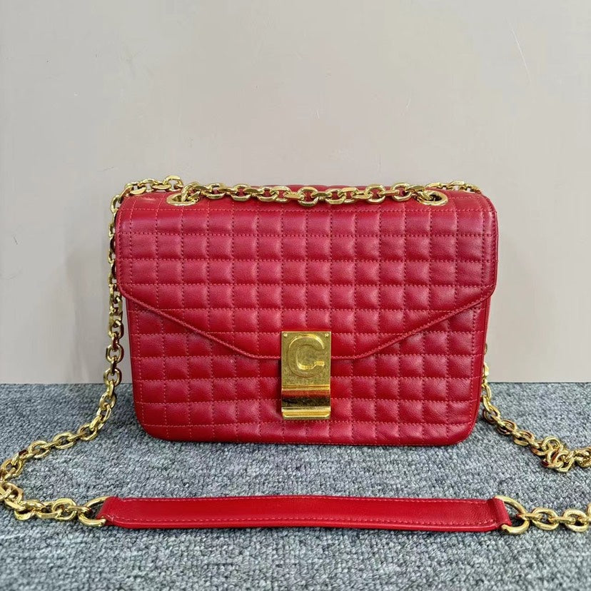 Luxury Classic Chain Shoulder Bag Medium Leather Quilted
