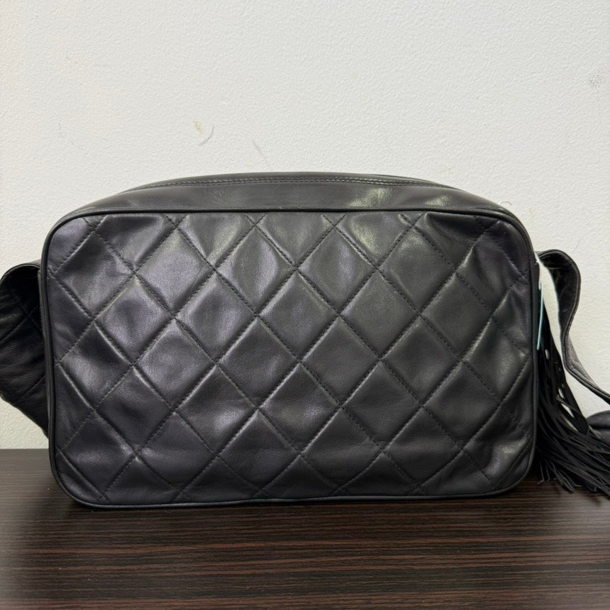Chanel Lambskin Camera Tassel Crossbody Black Bag