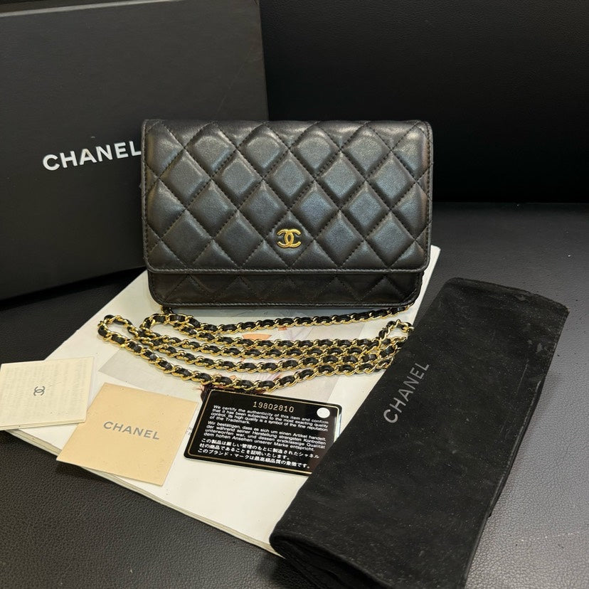 Chanel Woc Black Lambskin Quilted Wallet On Chain x.xcm