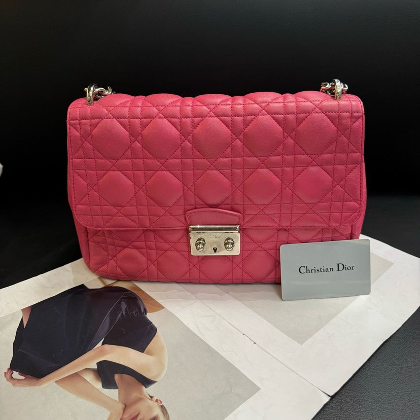 Dior Handbag Christian Bag 25x10x17cm Quilted Pink Flap