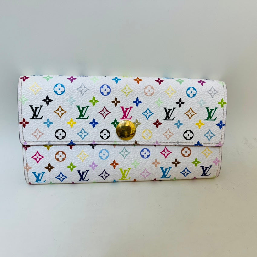 Louis Vuitton Multicolor Sarah Wallet White Style 2