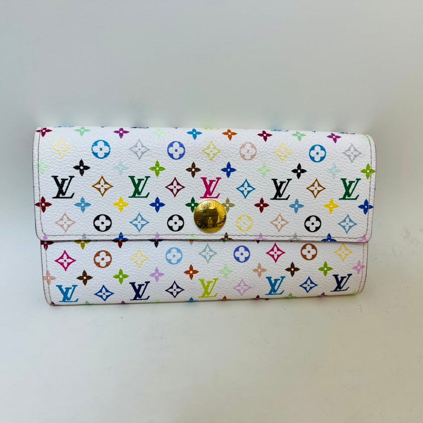 Louis Vuitton Multicolor Sarah Wallet White Style 2
