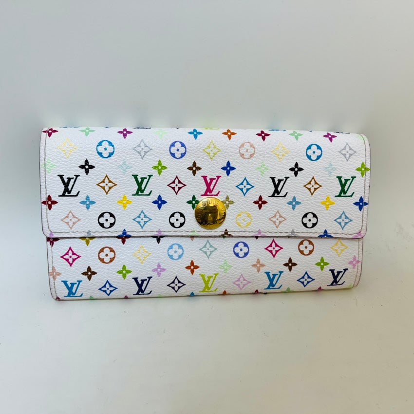 Louis Vuitton Multicolor Sarah Wallet White Style 2