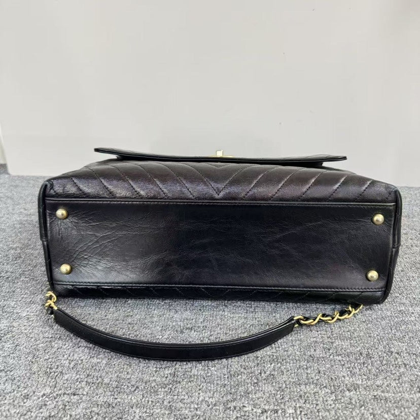 Chanel Chevron Black Handle Bag