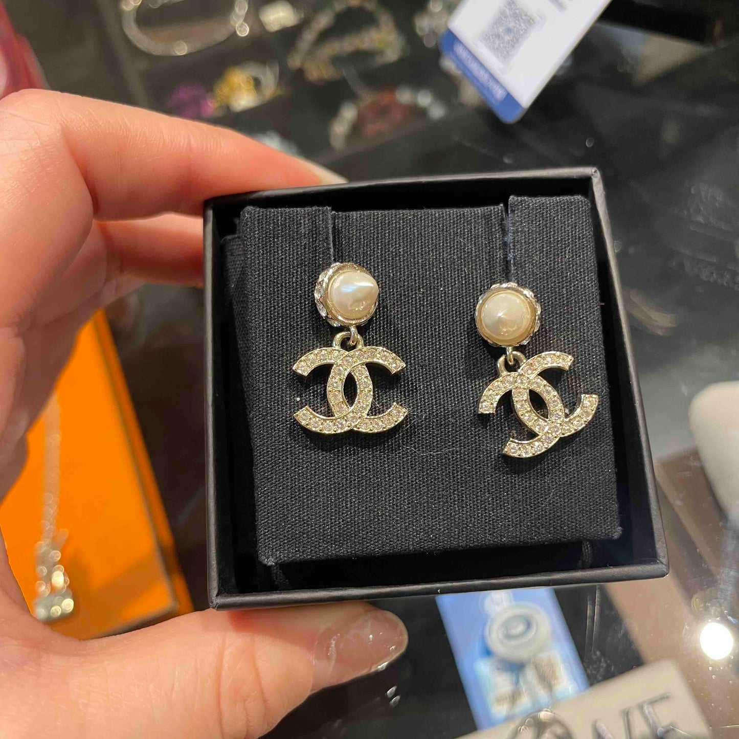 Chanel Drop Earring Gold Pearl Earrings