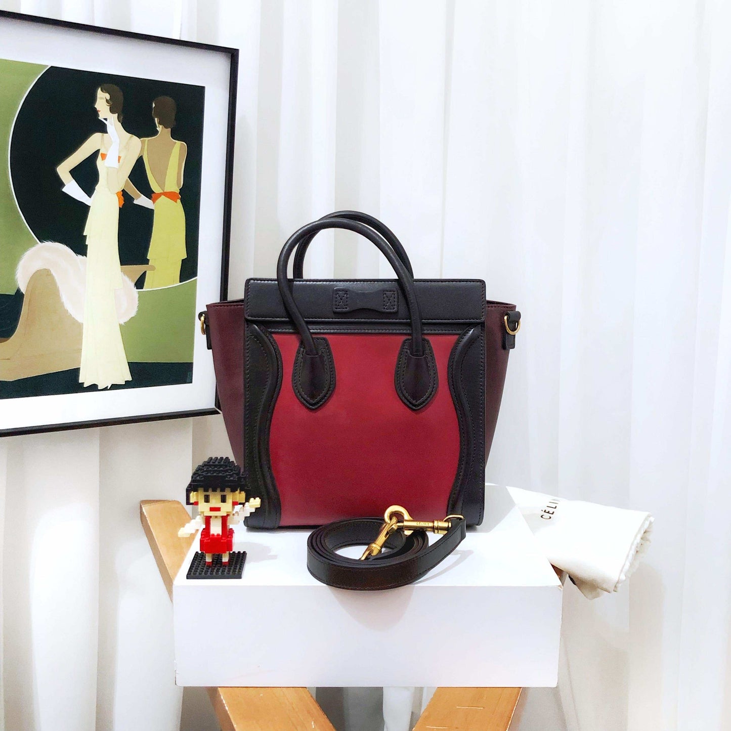 Luxury Nano Two Way Bag And Black Red Travel Bag