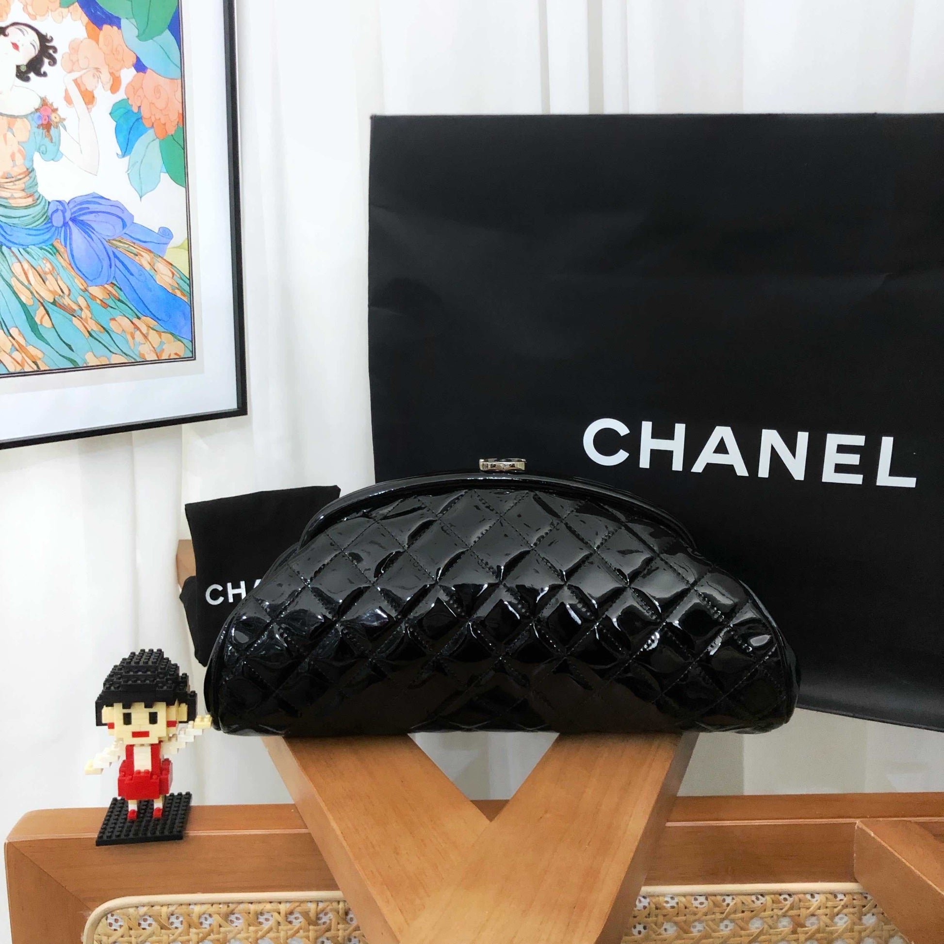 Chanel Quilted Black Clutch Bag