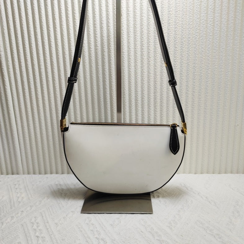 Burberry Luxury Halfmoon Bag Crossbody Leather White Crossbody Bag