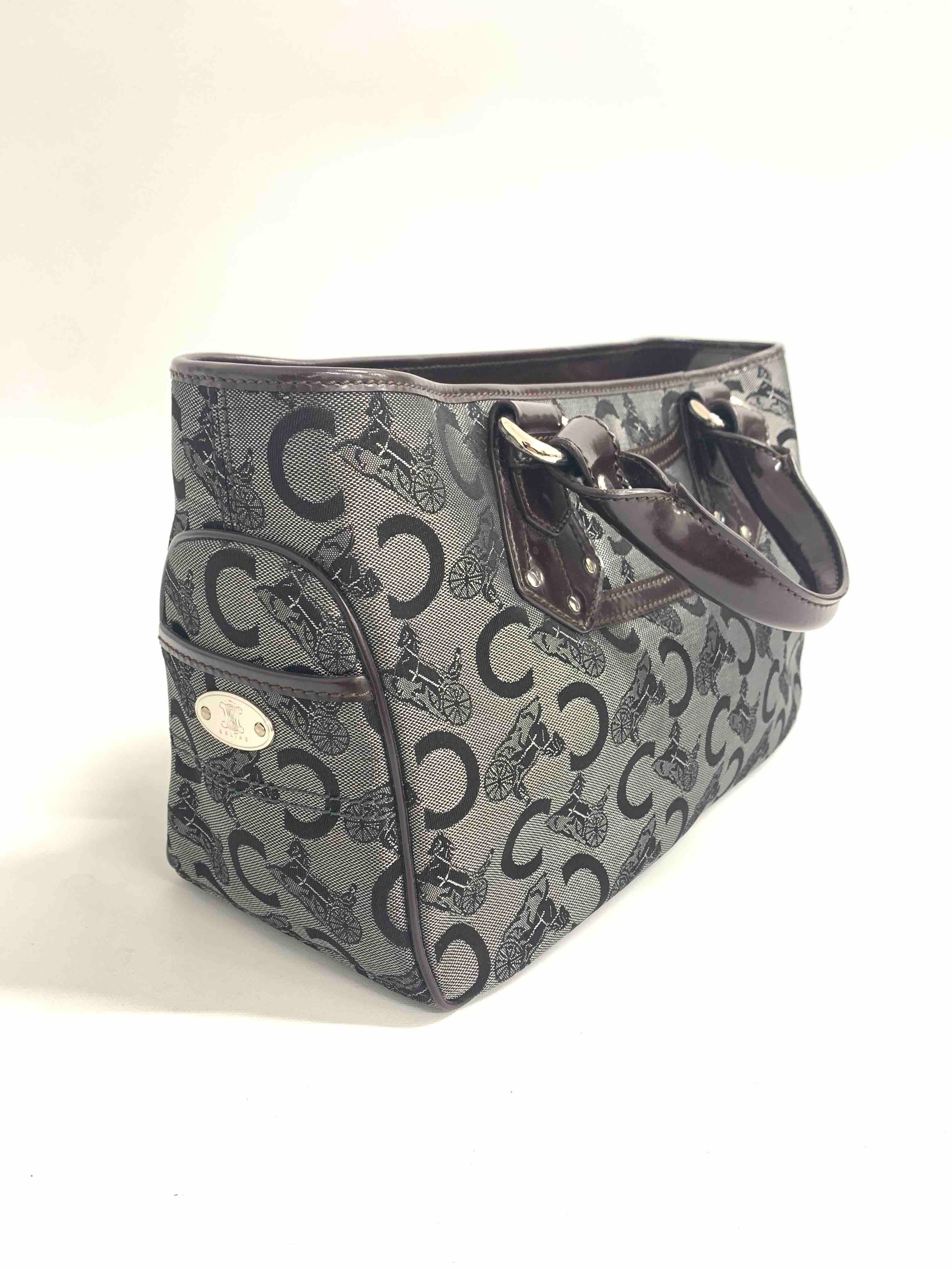 Luxury Pattern Gray Top Handle Bag Canvas Travel Bag