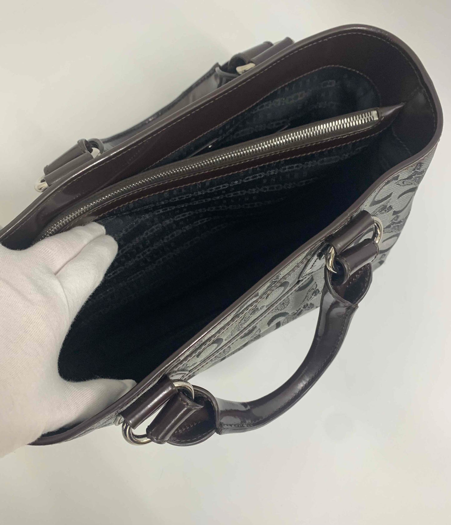 Luxury Pattern Gray Top Handle Bag Canvas Travel Bag