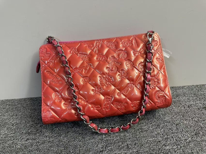 Chanel Embossed Red Crossbody Bag