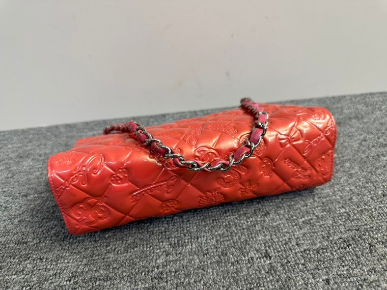 Chanel Embossed Red Crossbody Bag