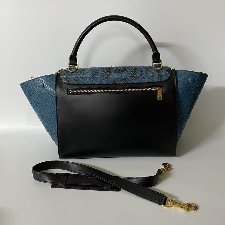 Luxury Two Ways Bag In And Python Leather Black Travel Bag