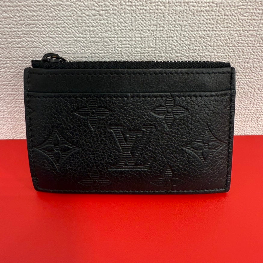 Louis Vuitton Black Leather Monogram Card Case Wallet