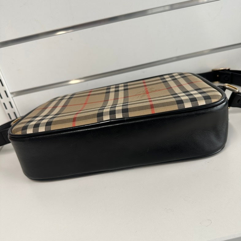 Burberry Luxury Check Plaid Crossbody Bag Beige