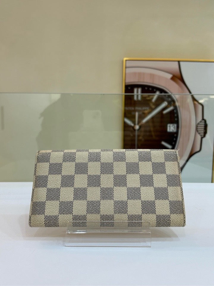Louis Vuitton Damier Azur Sarah Wallet Beige Checkered Wallet