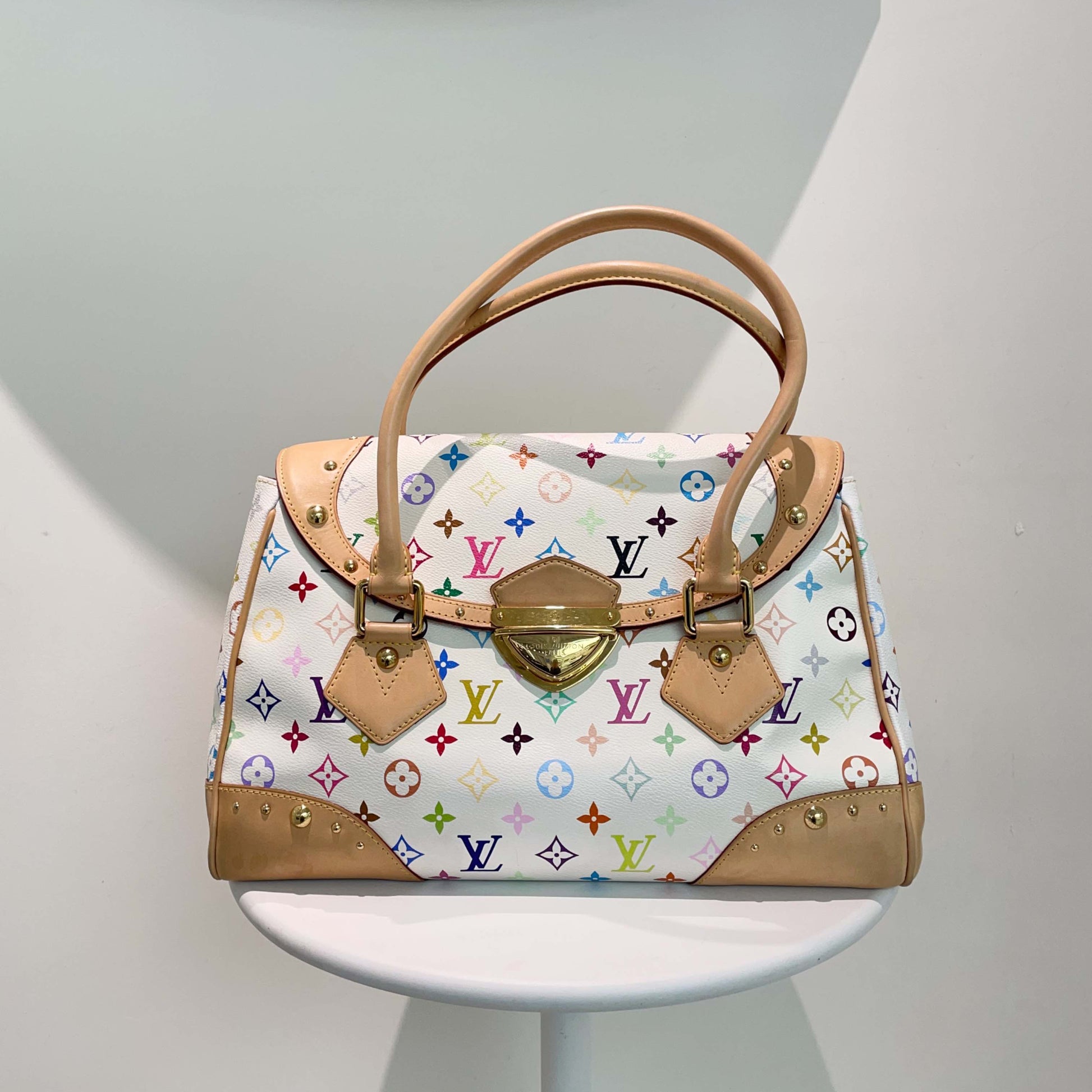 Louis Vuitton Multicolor Satchel Bag - Classic LV Handbag in White Canvas
