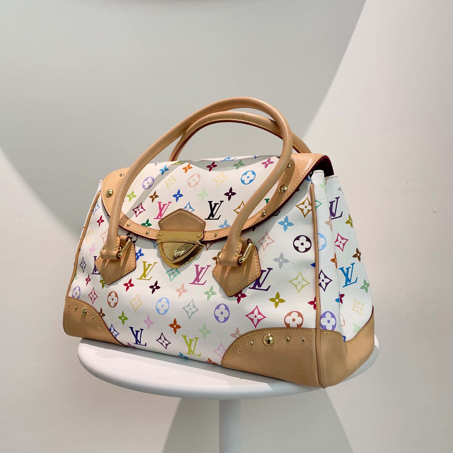 Louis Vuitton Multicolor Satchel Bag - Classic LV Handbag in White Canvas