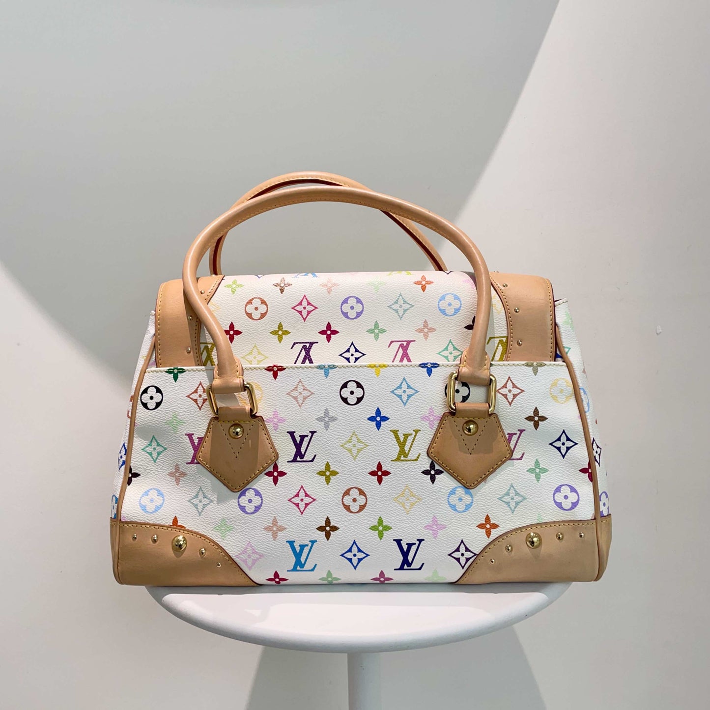 Louis Vuitton Multicolor Satchel Bag - Classic LV Handbag in White Canvas