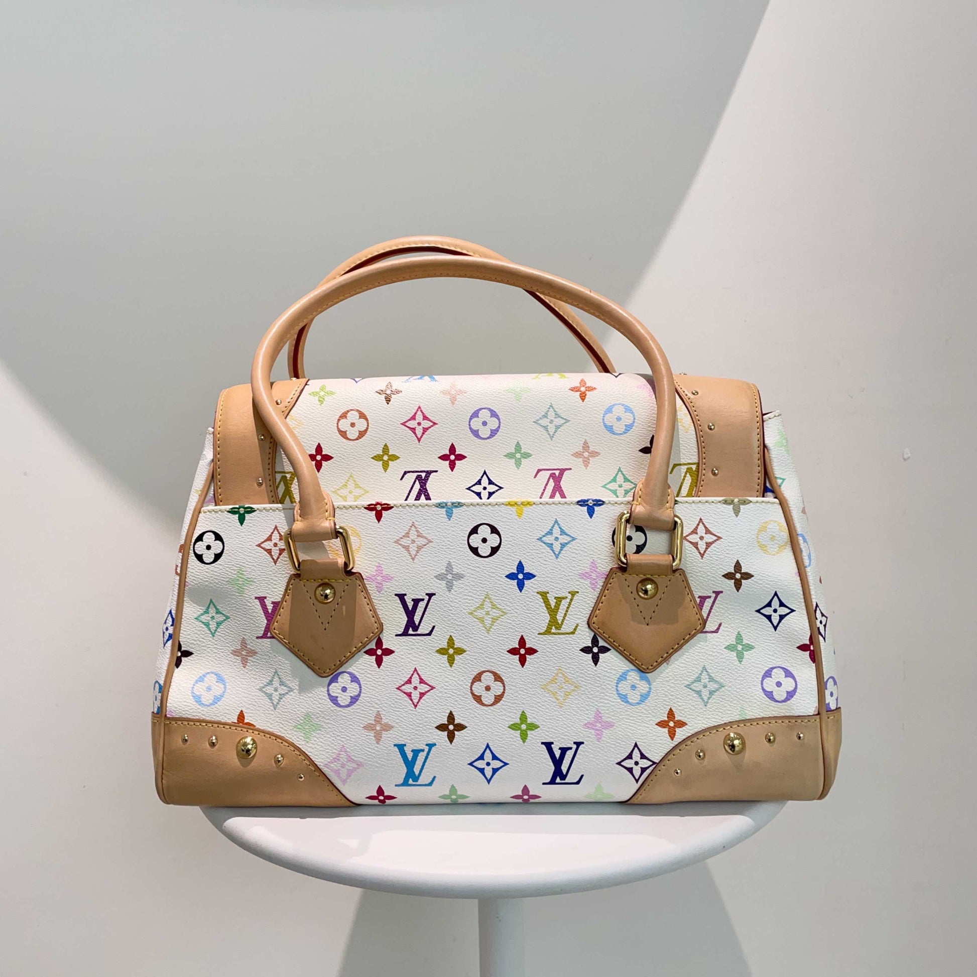 Louis Vuitton Multicolor Satchel Bag - Classic LV Handbag in White Canvas