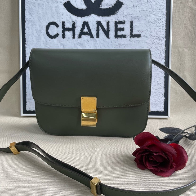Luxury Box Bag Olive Shoulder Bag Green