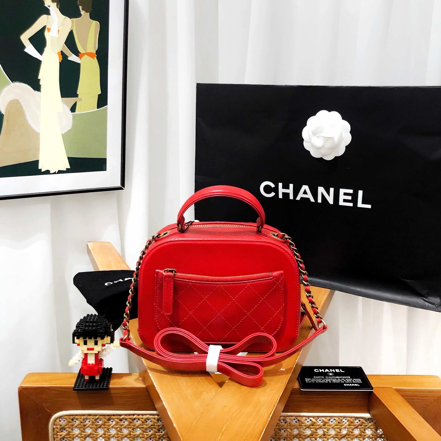 Chanel Red Leather Camera Bag - Preloved
