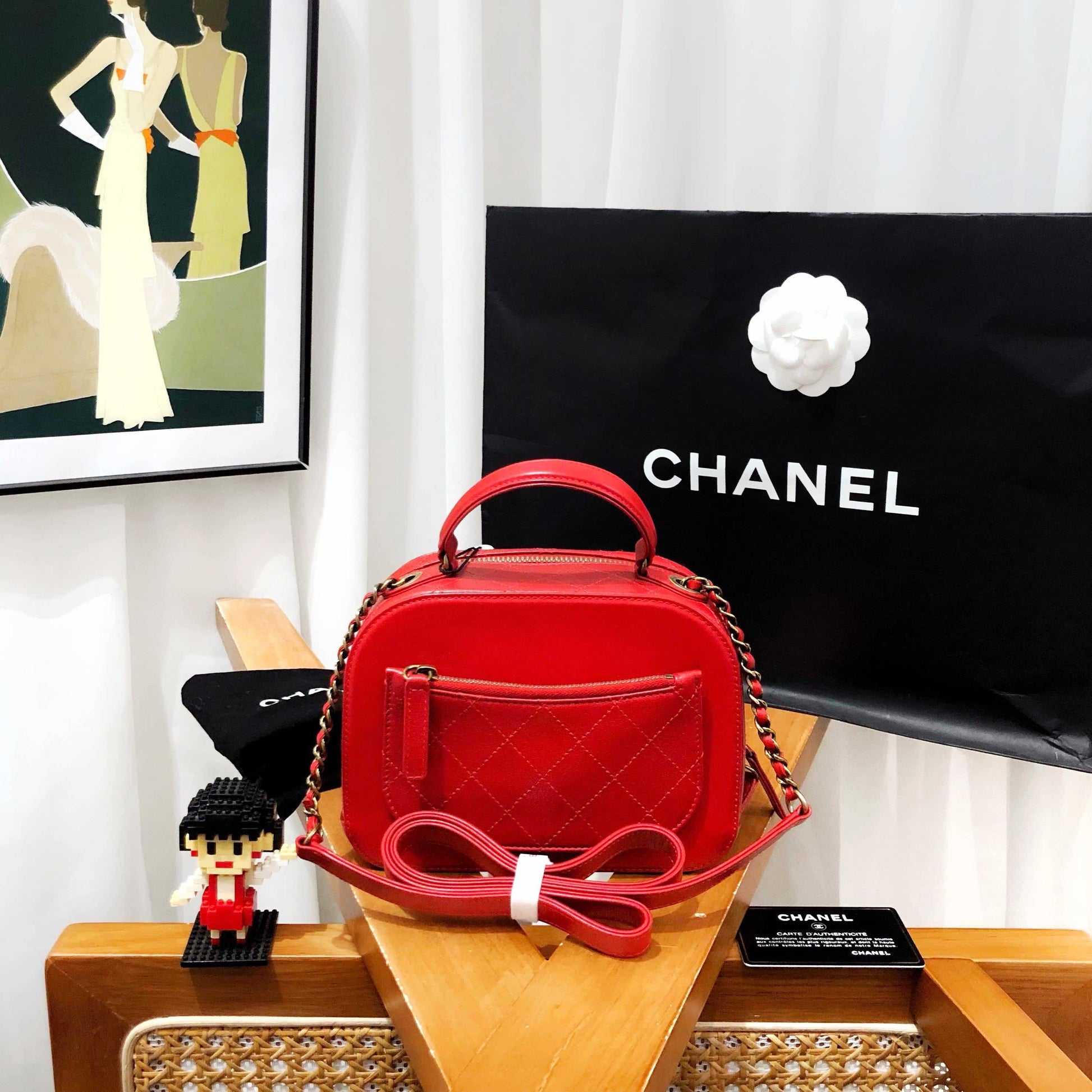 Chanel Red Leather Camera Bag - Preloved