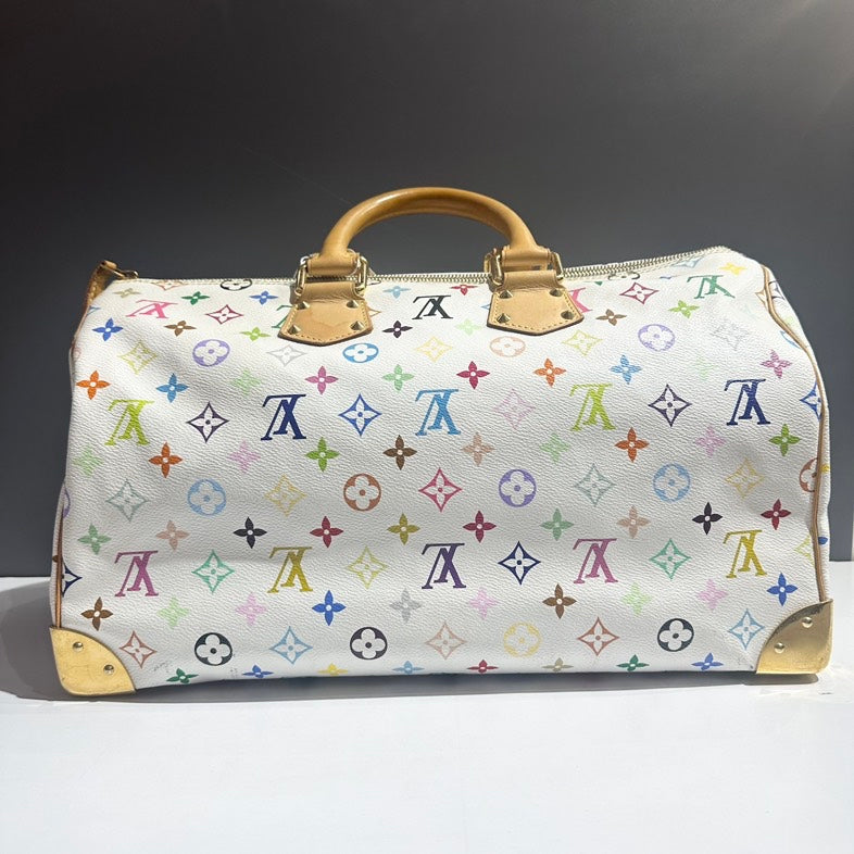 Louis Vuitton Speedy 40 Multicolor Monogram White Satchel Bag