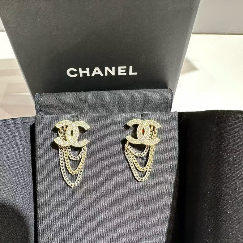 Chanel CC Logo Gold Earrings