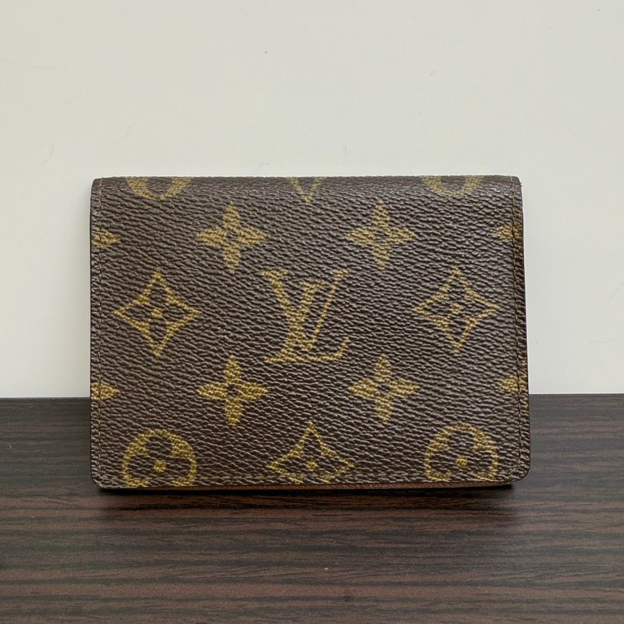Louis Vuitton Monogram Card Case Brown Leather Wallet