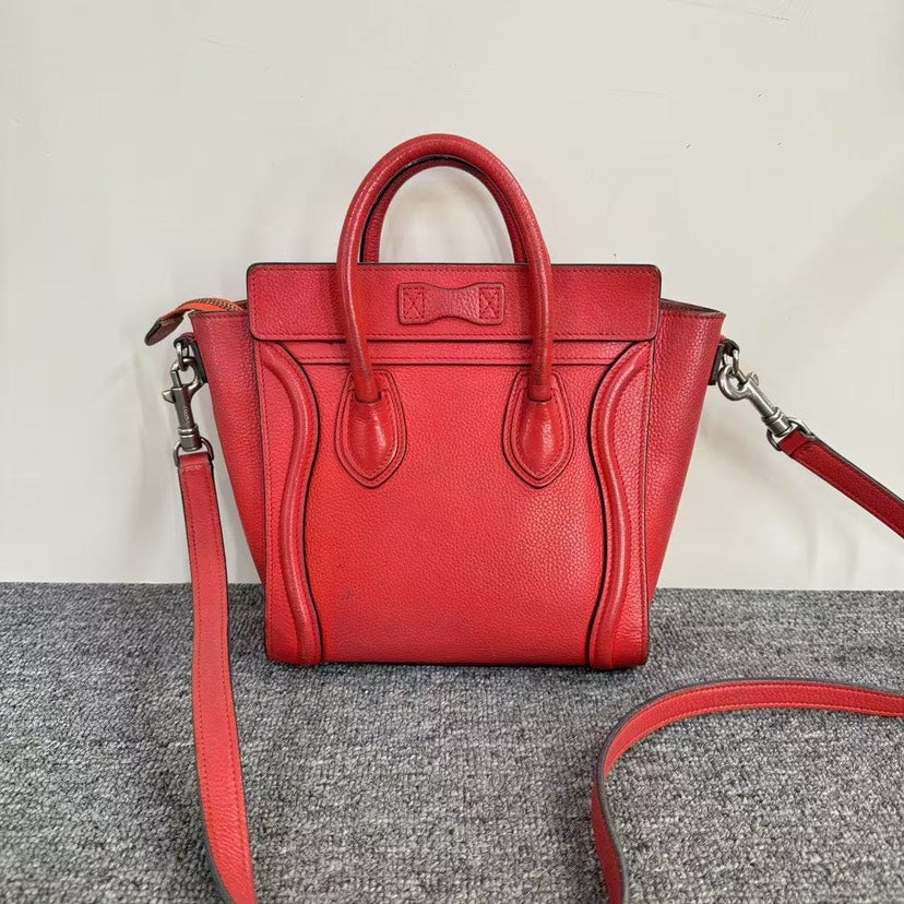 Luxury Luggage Nano Bag Sjz Satchel Leather Red Travel Bag