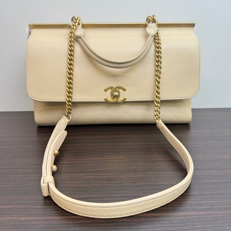 Chanel Calfskin way Flap Bag B Beige Shoulder Bag