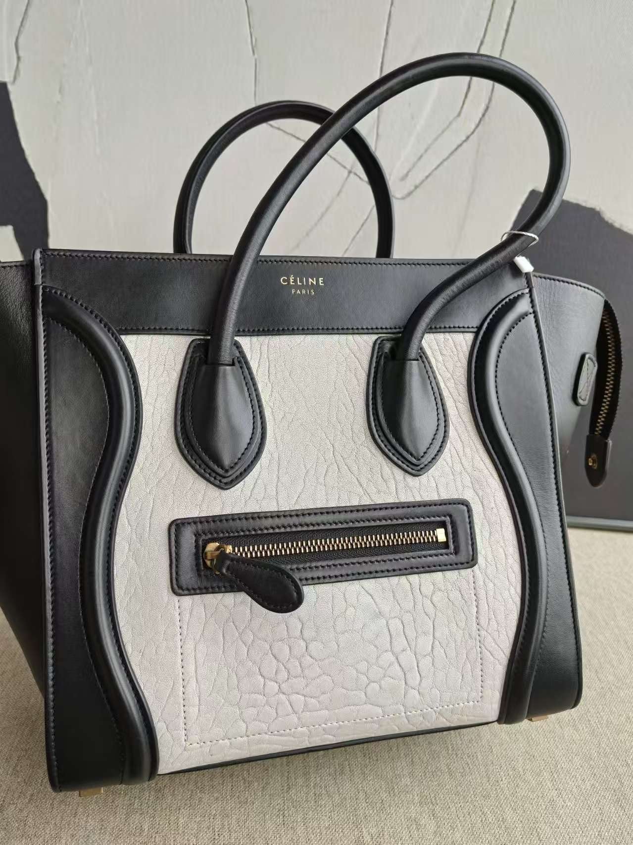 Luxury Luggage Micro Tote Bag Leather Black