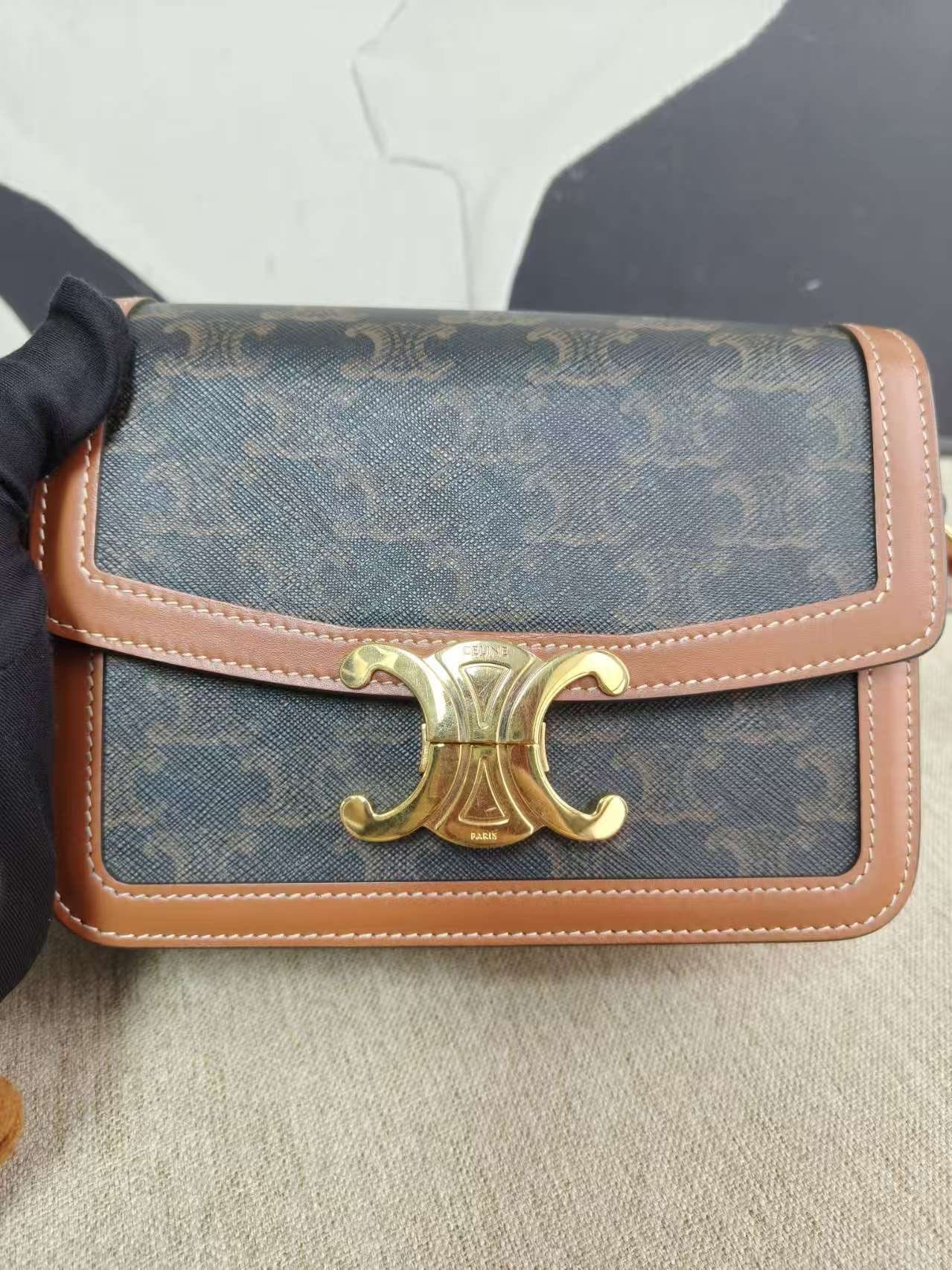 Luxury Triomphe Teen Bag In Shoulder Bag Canvas Brown