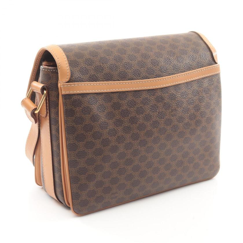 Luxury Macadam Shoulder Bag, Dark Light Pvc Leather Brown