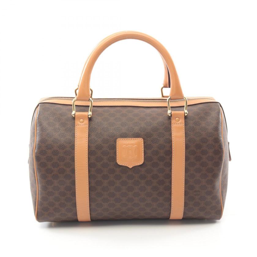 Luxury Macadam Handbag Boston Bag Dark Pvc Leather Brown Travel Bag
