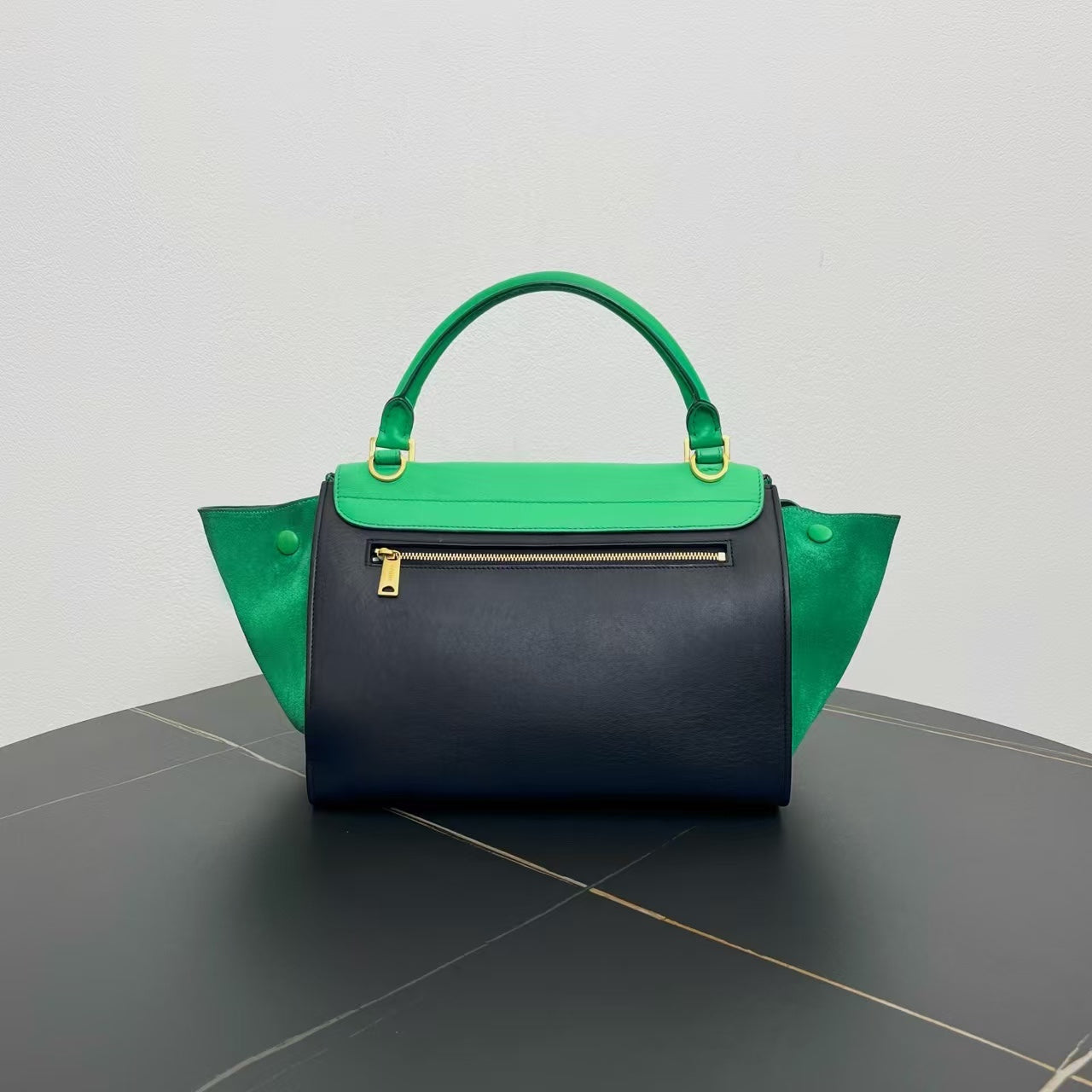 Luxury Two Way Bag In Green And Leather Suede Shoulder Bag