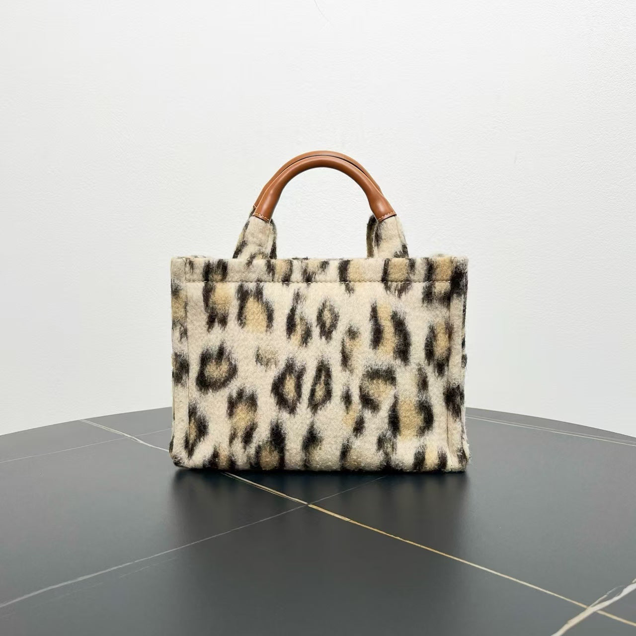 Luxury Triomphe Two Way Bag Faux Fur Beige Shoulder Bag